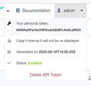 User API token