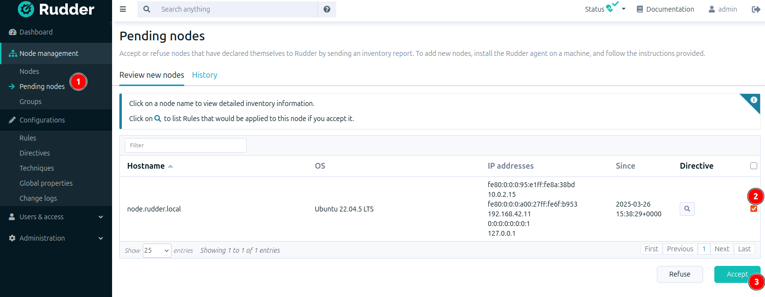 Accept new node