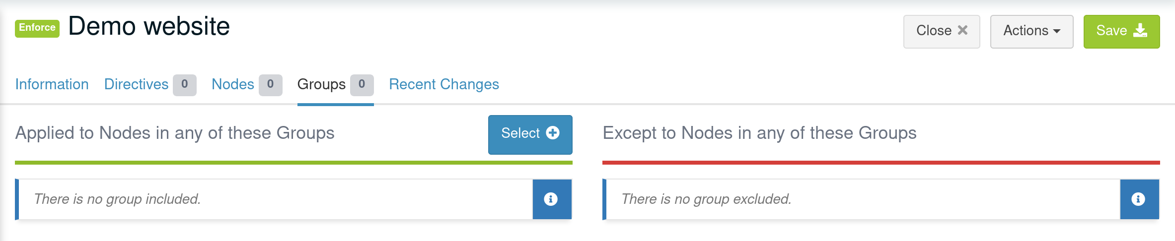 New rule settings groups