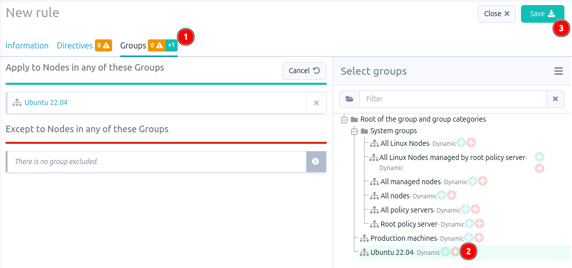 New rule settings groups