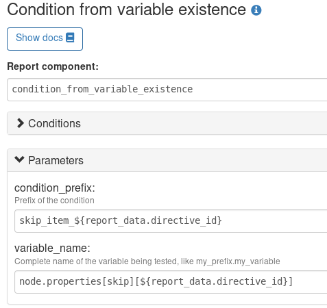 condition from variable existence