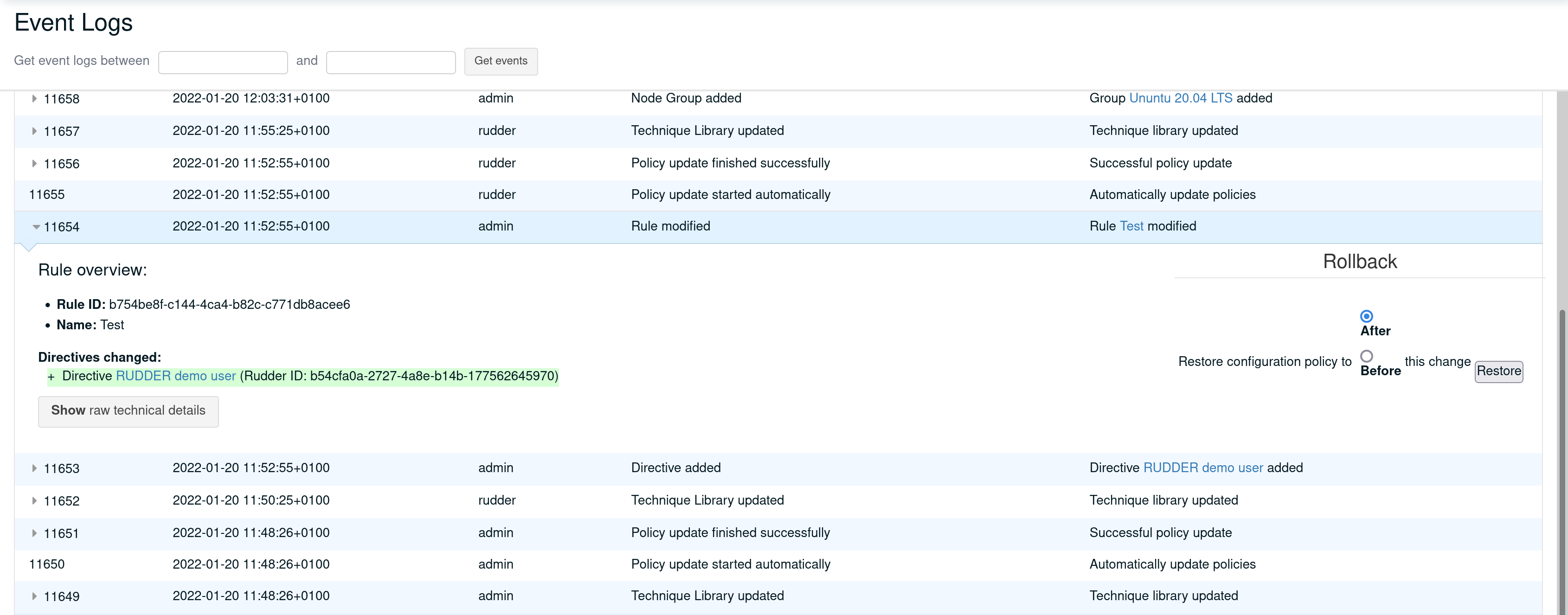 Trace events and display changes