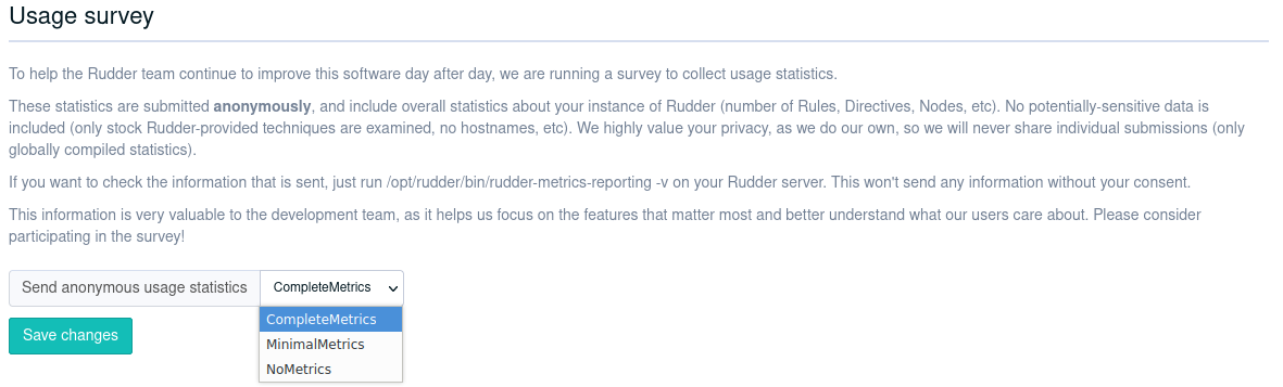 Usage Survey Configuration