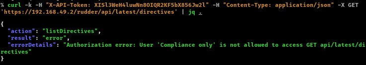 Token is not authorized to access directives information