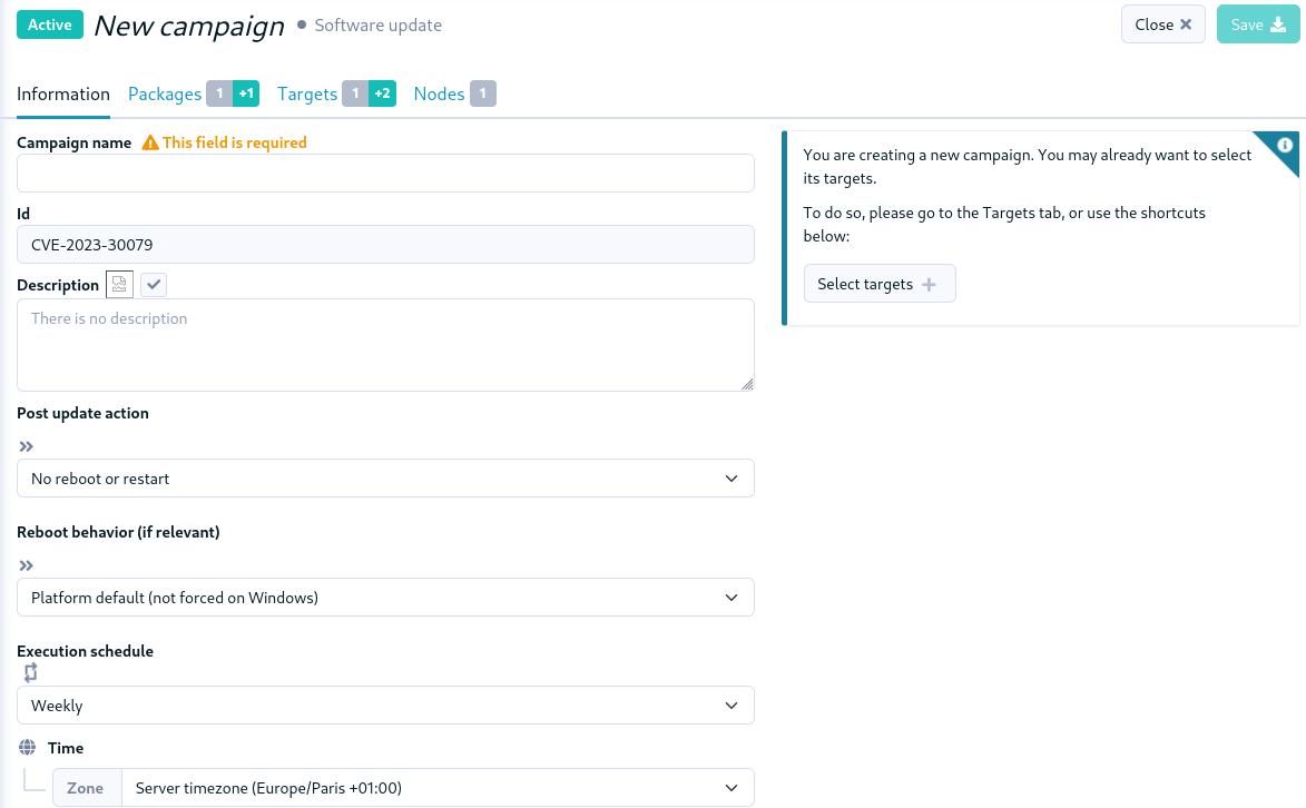 cve campaign creation